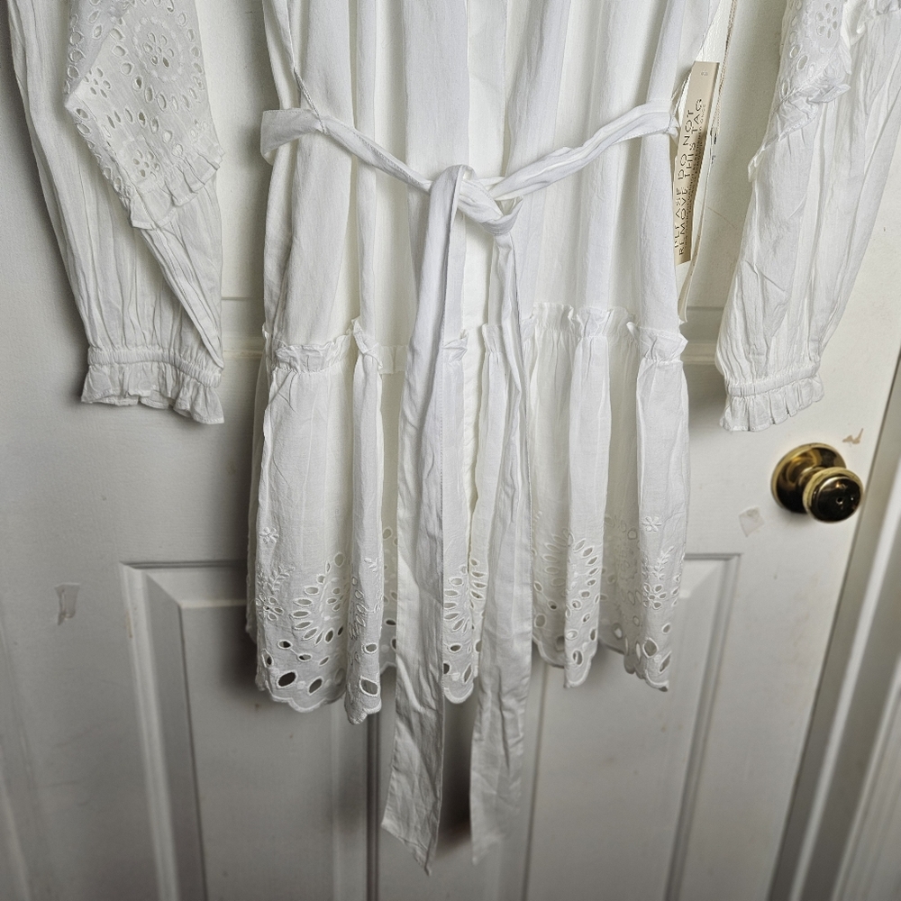Happy Nature Women White Open Lace Dress/Tunic Size Large - Picture 4 of 16